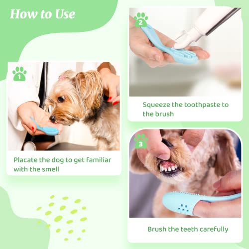 Felistory Dog Finger Brush Toothbrush Kit - Ergonomic Design, No Gum Damage, Soft Silicone Easily Clean Teeth Dirt- Suitable For Dental Care For Puppies, Cats And Small Pets (5) #TOP6