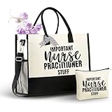 InnoBeta Nurse Practitioner Gifts Canvas Tote for Women, NP Stuff Bag with Top Zipper & Shoulder Strap for Appreciation Christmas Graduation - Important