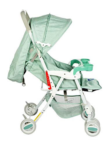 Image of Mee Mee Easy to Push Baby Stroller Pram with Quick One Hand Folding | Comfortable Seating | Fully Rotating Wheels | Feeding Tray for New Born Baby /Kids (Green)