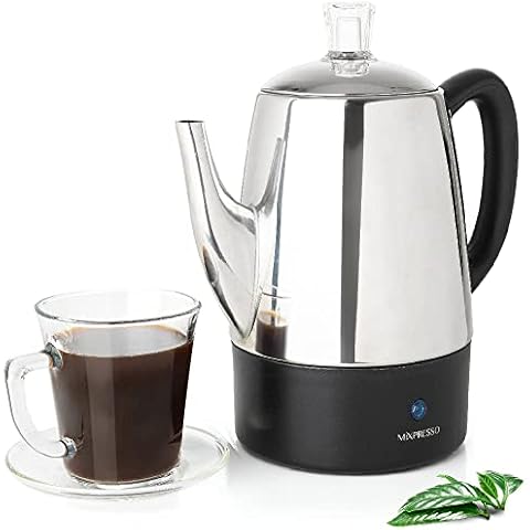 Mixpresso Percolator Coffee Pot Electric 10 Cup, Stainless Steel Coffee Maker, Coffee Percolator Electric With Keep Warm Function, 10 Cups Stainless Steel Percolator With Coffee Basket Cover