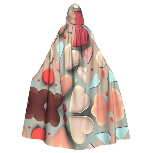 LPLSNWS Capa con capucha con patrón de amor, capa ligera para adultos para eventos de cosplay y celebraciones de vacaciones