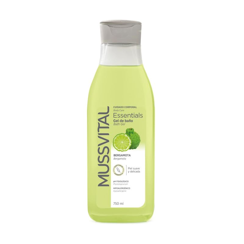 MUSSVITAL Essentials Bergamot Bath Gel 750 ml, pH 5.5 Physiological, with Panthenol, Gentle Washing Base, Daily Skin Cleaning, Body Hygiene - 1