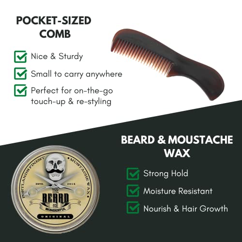 Moustache and Beard Wax 15ml - Pocket Sized Comb - Promotes Facial Hair Growth – Ideal Beard Styling for Men with Natural Ingredients, Strong Hold, & Original Scent Wax - Image 3