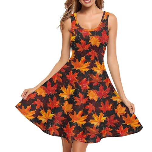 Image of Women Stylish Tank Dresses Sleeveless Round Neck Midi Casual Dress with Pocket for Summer