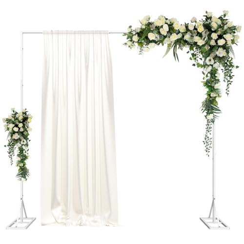 6.6FT Wedding Arch for Ceremony, Ballon Arch Backdrop Stand, Garden Arbor Backdrop Frame, Photoshoot Square Metal Frame Arch for Party Background Decoration (White)