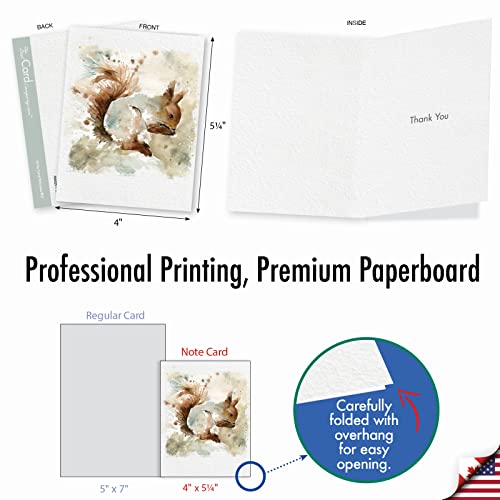 Image of The Best Card Company 10 Assorted Thank You Notes Box Set 4 x 5.12 Inch with Envelopes (10 Designs, 1 Each) Watercolor Wildlife M6629TYG