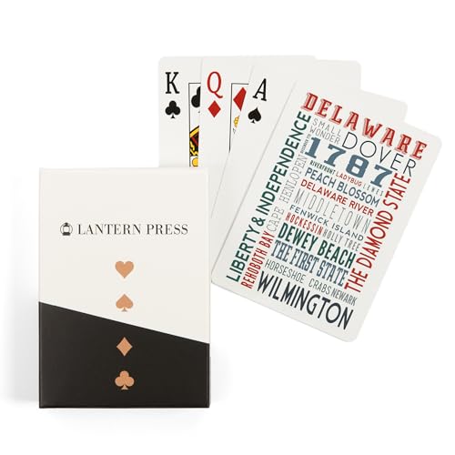 Lantern Press Delaware Tipografía II 52 Naipes Póker