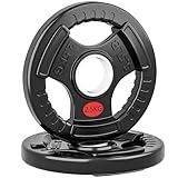 SPORTNOW Olympic Weight Plates, 2'/5cm Weight Disc Pair with Tri-Grips, 2 x 2.5kg Dumbbell Plates for Weightlifting and Strength Training Home Gym Fitness Workout, Black