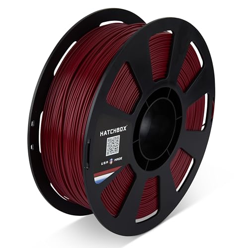 HATCHBOX PLA MAX V2 Dark Red 3D Printer Filament Made in The USA, 1.75mm Diameter 1 KG Spool, Premium USA Made 3D Printi