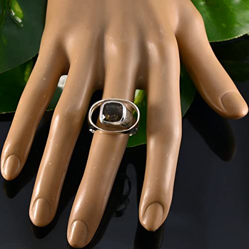 Bague en argent sterling 925 coussin de créateur en pierre gemme multicolore