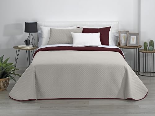 Estoralis - AVA | Colcha boutí Reversible | Primavera-Verano-otoño-Invierno 100% Microfibra Extra Suave. | Rojo/Beige | Cama 80/90 cm. (180 x 270 cm. AnchoxAlto) | Colcha Multiusos.