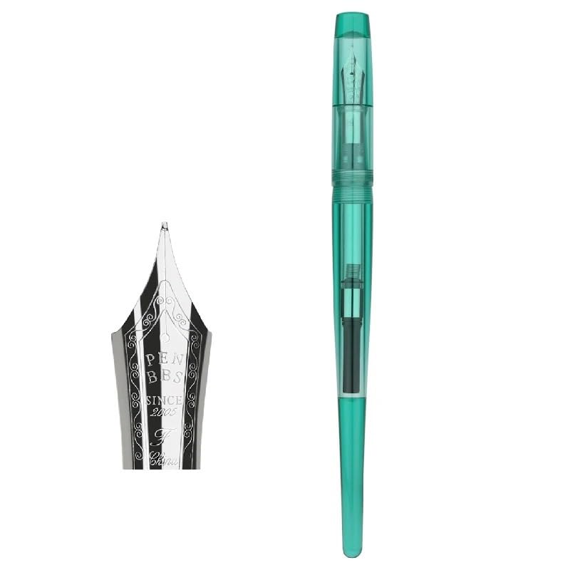Stylo plume acrylique F 0,5 mm transparent à motif coloré et boîte
