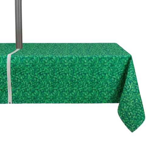 Image of EHouseHome Outdoor Indoor 60x84 inch Rectangle Tablecloth with Umbrella Hole and Zipper, Waterproof Patio Table Cloths, Spring /Summer Table Covers for Backyard Circular Table /BBQs /Picnic