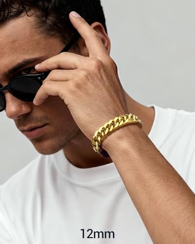 Image of PROSTEEL Bracelets for Men, Cuban Link, Stainless Steel Chunky Jewelry