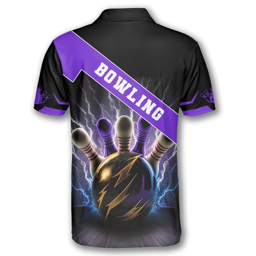 PRIMESTY Bowling Shirts Gift for Bowling Lover, Bowling Shirt for Men Women Polo Team 3D Unisex Jersey Short Sleeve Funny3