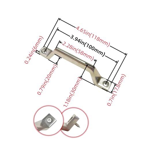 Image of Heavy Duty 304 Stainless Steel Door Handle, Metal Handle armrest bar, Suitable for Ships, RVs, chests of Drawers (Hole Centers: 4in(100mm)-1PC)