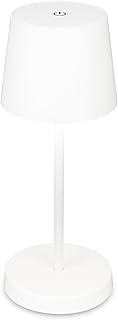 BRILONER - Lámpara LED Táctil Regulable, IP44, USB-C, Luz Blanca Cálida, Inalámbrica, Recargable, Portátil Para Camping y Escritorio, 26x10cm, Color Blanco