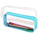 Produktbild LINVINC Federmäppchen - 2 Stück PVC Schuletui mit Große Kapazität Klar Make-up-Beutel mit Reißverschluss Büro Schule Schreibwaren 20 * 8 * 3.5 cm(Weiß und Blau)