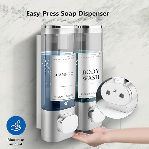 MEKOTRIN Soap Dispenser, 2 Chamber Shampoo and Conditioner Dispenser - Image 3
