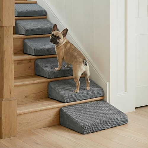 6-Pack Dog Ramp for Stairs 40D High-Density Foam Pet Steps with Gentle 20Slope for Staircase Stairs Non-Slip Puppy Ramp for Small Senior & Injured Dogs