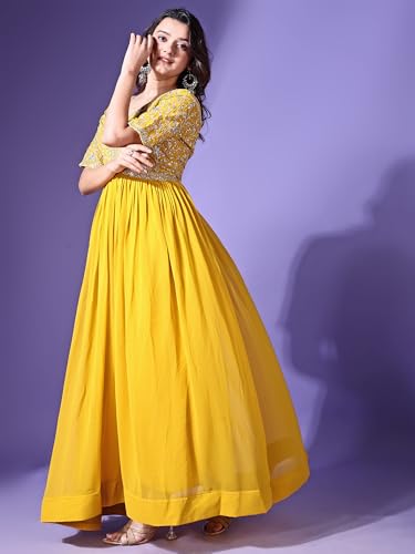 Image of Fashion Basket Georgette Embroidered Anarkali Dress for Women