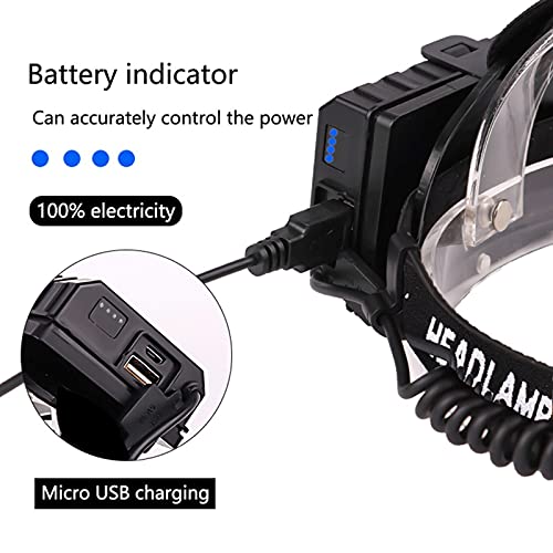 Lampe frontale LED rechargeable USB avec batterie zoomable pour éclairage extérieur