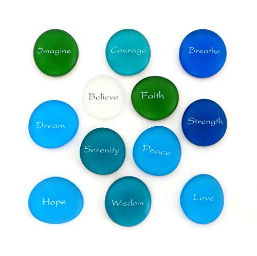 Lifeforce Glass SET 91 The Mermaid'S Message, Frosted Inspirational Sea Glass Stones thumb #3