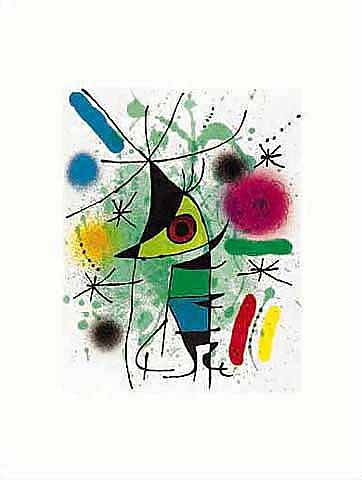 Joan Miró: Der singende Fisch - Abstrakt Tierposter, 50x40 cm, für Heimbüro