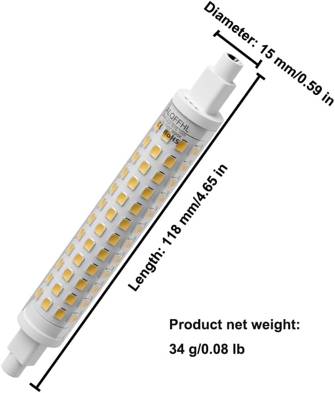 Miniatura 7 de R7S - Bombilla LED de 4.646 in de 10 W, luz de inundación regulable tipo J de doble extremo (reemplazo halógeno T3 de 100 W), 110 V, 1000 lúmenes,