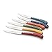 Produktbild Stanley Rogers Steakmesser-Set Provincial, hochwertige Steakmesser mit feiner Wellenschliff-Klinge (Farben: Rot/Orange/Gelb/Hellblau/Dunkelblau/Grün, Silber), Menge: 1 x 6er Set mit Holz-Messerblock