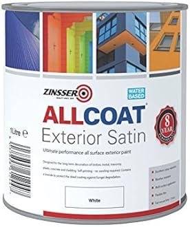 Zinsser Allcoat Exterior Water Based Paint Satin White - 1 Litre