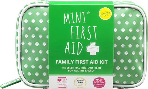 Family First Aid Kit - 115 Pieces Including Plasters, Bandages, Burn Gel, Thermometer, Cold Pack - for Car, Home, Travel, Camping and Hiking - As Seen on Dragons' Den