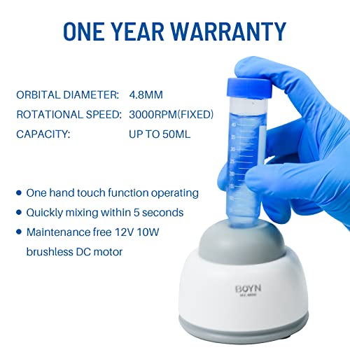 Vortex Mixer, Boyn Mini Scientific Lab Vortex Shaker, Touch Function 3000Rpm Speed 4.8Mm Orbital Diameter 4 Rubber Suction Cup Feet, Mix Centrifuge Test Tube Nail Polish Tattoo Ink Paints Eyelash Glue #TOP1