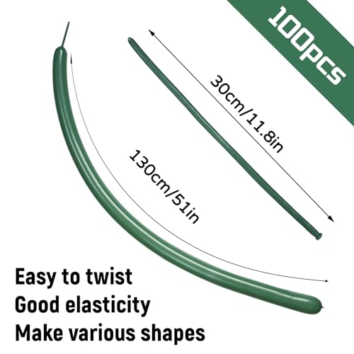 100pcs Sage Green 260 Balloons, Thickening Latex Green 260q Balloon for Animal Model, Long Twisting Balloons for Halloween Xmas Presents, Animal Shape, Birthdays Clowns. (Sage Green)