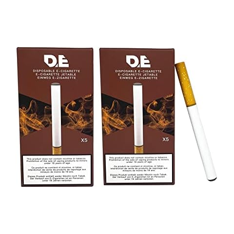 DE- Doppelpackung mit 5 Einweg-E-Zigaretten (d. h. 10 E-Zigaretten) Tabakgeschmack, jeweils 500 Züge (kein Nikotin oder Tabak) Cover