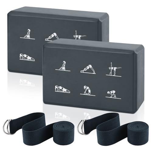 Briques de yoga haute densité en mousse EVA durable et sangles de maintien robustes