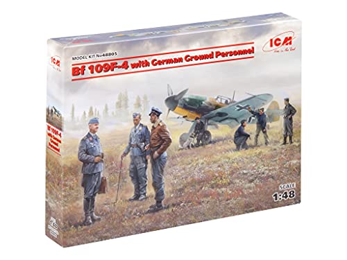 ICM ICM48805 1:48-Bf 109F-4 with German Ground Personnel