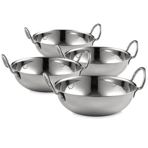 Copper TOP Set of 4 Massive 21cm Stainless Steel Balti Bowls