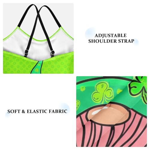 Gnomes Shamrock Hats Swimsuits for Girls Quick Dry Crossback One Piece Swimming Suits with Adjustable Strap 3T3