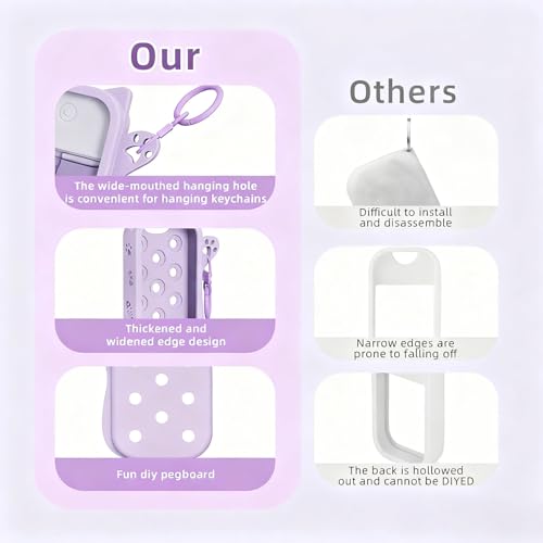 Omquot Étui en Silicone pour Pulvérisation à Main, Conception D'oreille de Chat Ultra Douce pour Bouteilles de 30 Ml, étui de Protection Anti-fuite avec Porte-clés Pendentif Portable Violet Rose – vue 5