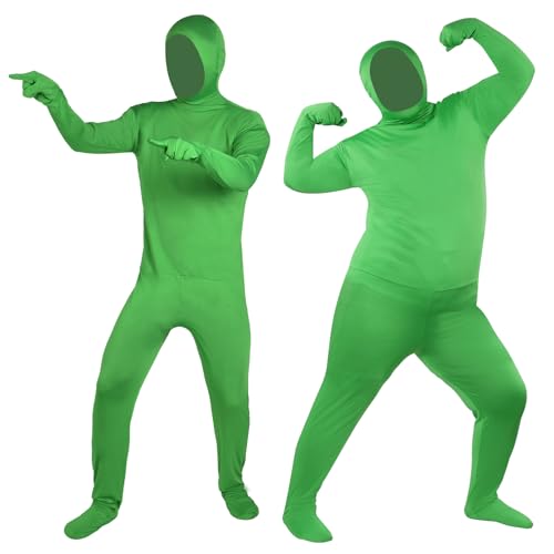 UTEBIT Green Screen Suit XXL for Adults Unisex Spandex Stretch Morph Suit Invisible Disappearing Man Costume for Chroma Key Video Effects and Pranks