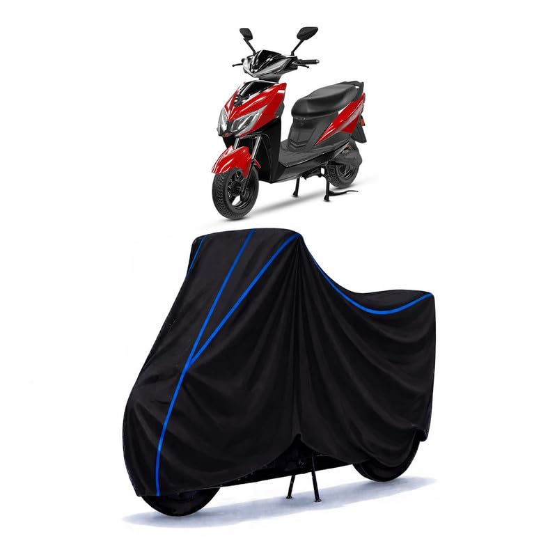 Image of Scooty Cover Water Resistant for YObykes | Universal Scooter & Bike Cover | Heavy Duty UV Protection | Dust, Rain & Scratch Protection | Elastic Fit All Weather Indoor Outdoor | Black with Blue Piping