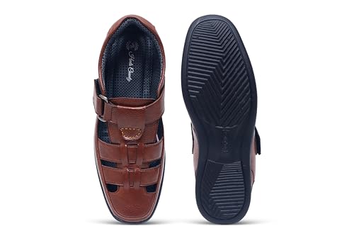Image of Heels County Faux Leather Fisherman Sandals for Men