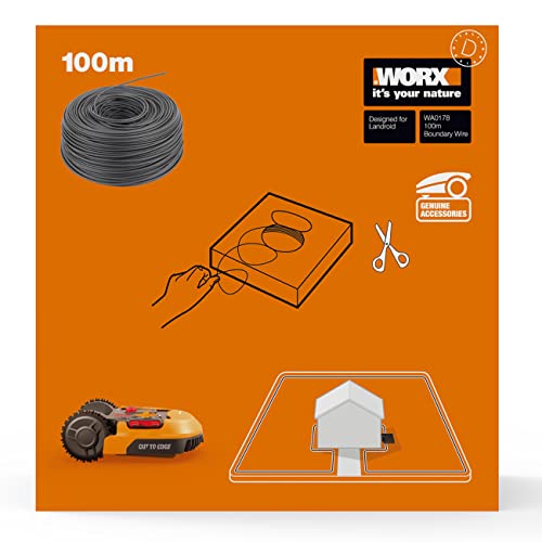 Original WORX WA0178 Begrenzungsdraht 100 m Hochwertiges universelles Begrenzungskabel für Mähroboter & Rasenroboter - nicht geeignet für VISION