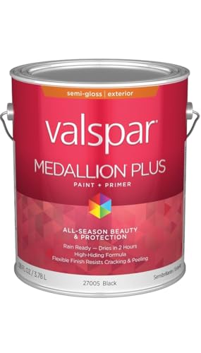 Valspar 27005 Black Medallion Plus Exterior Paint & Primer, Semi-Gloss, 1 Gallon