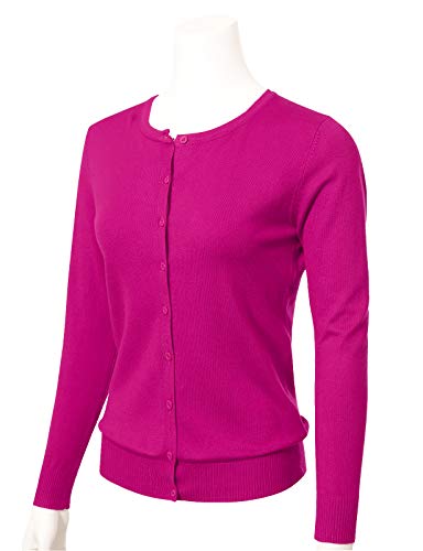 Image of Allsense Women's Long-Sleeve Crewneck Cardigan | Classic Button Down Sweater, Soft Fine Knit, Lightweight