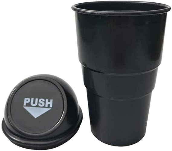 Mini Auto Car Garbage Can Automotive Vehicle Rubbish Bins, Small Trash Can Cup Holder for Bedroom Office Desk Home (Black 1 Pack)