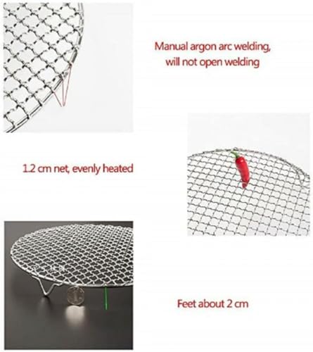 Round BBQ Grill Mesh, Stainless Steel Non Stick Reusable Fire Pit Grate Barbecue Mesh with Legs, Round Steaming Cooling Rack, Cooking Grill Tools Accessories,15cm/5.9inch - Image 4