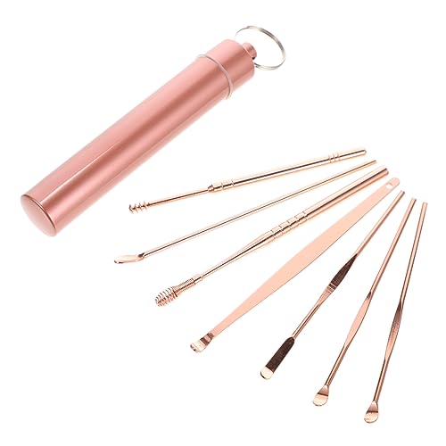 TOKIDNY 7 個 1 セット 耳スプーンセット Led耳かき 耳あかクリーニングキット 耳毛リムーバー イヤースクープ 耳かきワックスリムーバー 耳ピアスキット Golden ステンレス鋼