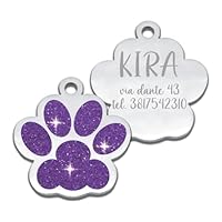 Medaglietta Personalizzata A Forma Di Zampa Per Cani E Gatti - Argento - Foto 8
